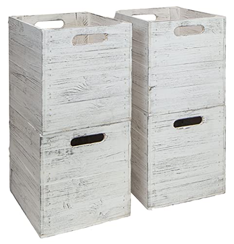 Holzkiste für Kallax Regale und Expidit Regale Weinkiste Obstkiste Regalkiste Maße 33x37,5x32,5cm (4er Set, Vintage weiss) von Kistenkolli Altes Land