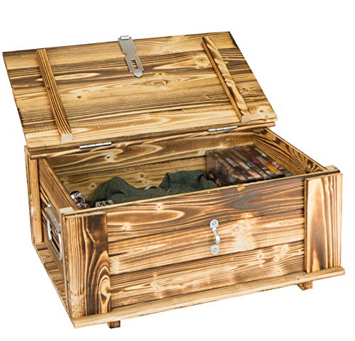 Kistenkolli Altes Land Holztruhe Hugo geflammt mit Deckel Holzkiste Schatzkiste Hochzeitskiste 50 x 36 x 26cm von Kistenkolli Altes Land