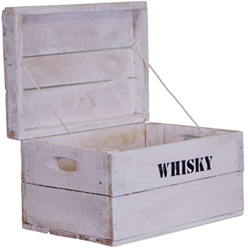 Kistenkolli Altes Land Holztruhe Whisky Shabby weiss Geschenk-Box mit Deckel Schatzkiste Holzkiste Holztruhe Schatztruhe Kindergeburtstag Hochzeitskiste Altholz Upcycling Vintage von Kistenkolli Altes Land