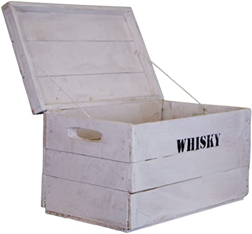 Kistenkolli Altes Land Holztruhe Whisky Shabby weiss Geschenk-Box mit Deckel Schatzkiste Holzkiste Holztruhe Schatztruhe Kindergeburtstag Hochzeitskiste Altholz Upcycling Vintage von Kistenkolli Altes Land