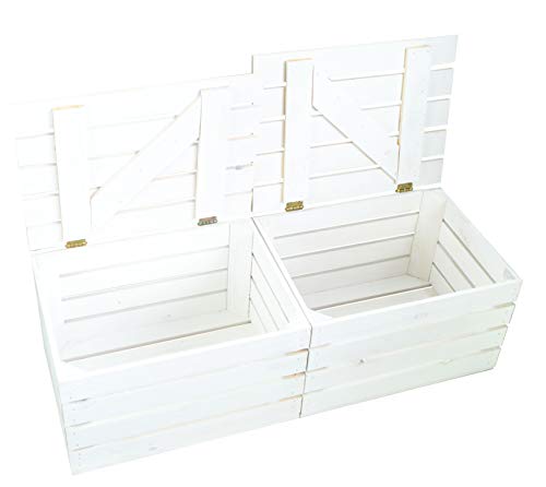 Obstkiste Holztruhe geflammt, weiss oder Natur mit Deckel 48 x 36 x 27cm Holzkiste mit Deckel Schatztruhe Aufbewahrungskiste (weiss, 2) von Kistenkolli Altes Land
