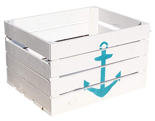 Kistenkolli Altes Land Obstkiste JOHANNA weiß mit türkisem ANKER 50x40x30cm Maritimer Look für Ihr zu Hause Holzkiste Vintage Hafen Kistenkolli Altes Land Obstkiste JOHANNA weiß mit türkisem ANKER 50x40x30cm Maritimer Look für Ihr zu Hause Holzkiste Vintage Hafen von Kistenkolli Altes Land