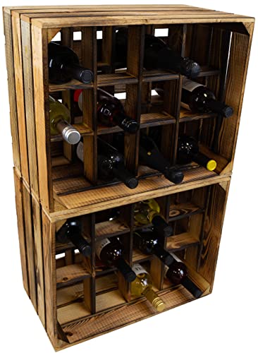 Kistenkolli Altes Land Weinregal Mix Regalkiste Flaschenablage Weinregal Apfelkiste/Weinkiste Weinschrank (Weinregal Herny 2er) von Kistenkolli Altes Land