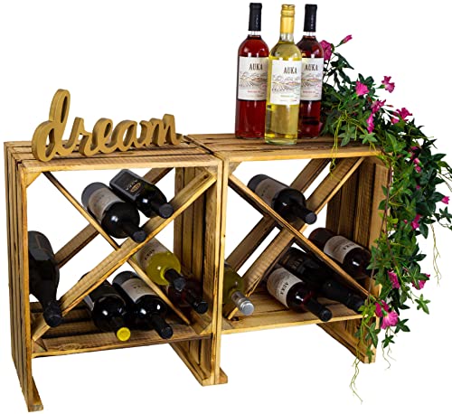 Kistenkolli Altes Land Weinregal Mix Regalkiste Flaschenablage Weinregal Apfelkiste/Weinkiste Weinschrank (Weinregal X 2er) von Kistenkolli Altes Land