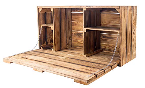 Kistenkolli Altes Land geflammte Holztruhe/Hängebar MAXI mit Einlegefächern/Zwischenbrettern Maße 81x41x31cm / Schuhregalkiste Regalkiste Apfelkiste/Weinkiste von Kistenkolli Altes Land