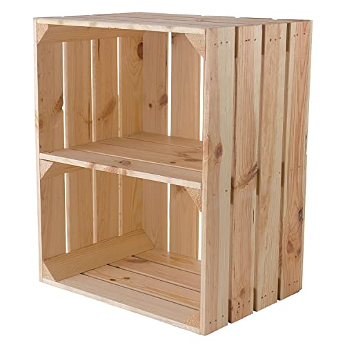 Kistenkolli Holzkiste Johanna |50 x 40 x 30cm |Kiste Natur mit Unterteilung Weinkisten Obstkisten Deko |Perfekt als Regal Aufbewahrungskiste Spielzeugkiste von Kistenkolli Altes Land