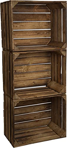Vintage Holzkisten im Sparset Originale Obstkisten Apfelkisten Weinkisten aus dem Alten Land Möbelbau DIY (3er Set, Geflammt) von Kistenkolli Altes Land