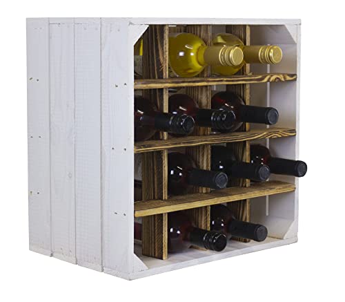 Kistenkolli Altes Land Weinregal 16er Weiss flam Maße 40x40x27cm Regalkiste Flaschenablage Weinschrank Apfelkiste/Weinkiste (1er Set) von Kistenkolli Altes Land