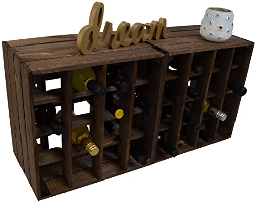 Kistenkolli Altes Land Weinregal 16er dunkel Maße 40x40x27cm Regalkiste Flaschenablage Weinregal Apfelkiste/Weinkiste (2er Set Weinregal 16er dunkel) von Kistenkolli Altes Land