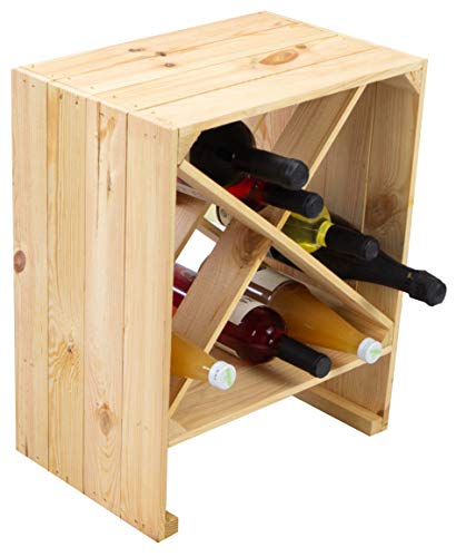 Kistenkolli Altes Land Weinregal X weiß/Natur oder geflammt Maße 50x40x27cm Regalkiste Flaschenablage Weinregal Apfelkiste/Weinkiste Flaschensystem Zeitungständer Ablagefächer (Weinregal X Natur) von Kistenkolli Altes Land