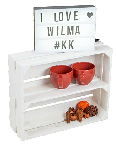 flaches Obstkistenregal "Wilma längs" weiß Weinkistenrgegal Gewürzregal Weinkistenregal Tassenschrank Regalkiste von Kistenkolli Altes Land