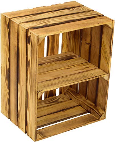 geflammte massive Obstkiste 50x40x30cm / Apfelkiste / Weinkiste aus dem Alten Land (geflammt quer) von Kistenkolli Altes Land