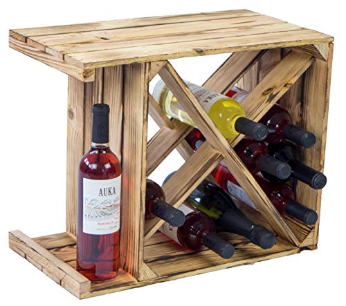 Kisentkolli Altes Land geflammtes Weinregal X Maße 50x40x27cm Regalkiste Flaschenablage Weinregal Apfelkiste/Weinkiste (1er Set Weinregal X geflammt) von Kistenkolli Altes Land