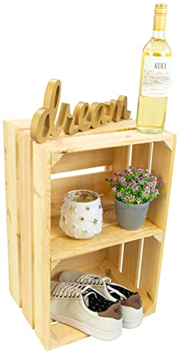 Kistenkolli Altes Land Obstkiste, Natur mit Mittebrett (quer), 54x35x30 cm, Dekoration und Stauraum für Obst, Wohnzimmer, Balkon, Garten von Kistenkolli Altes Land
