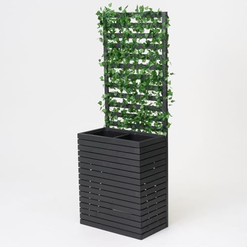 Kistenland XXL Blumenkasten „Margarete“ mit Sichtschutz - 180cm Höhe - Blumentrog mit Rankgitter/Pergola (anthrazit) von Kistenland