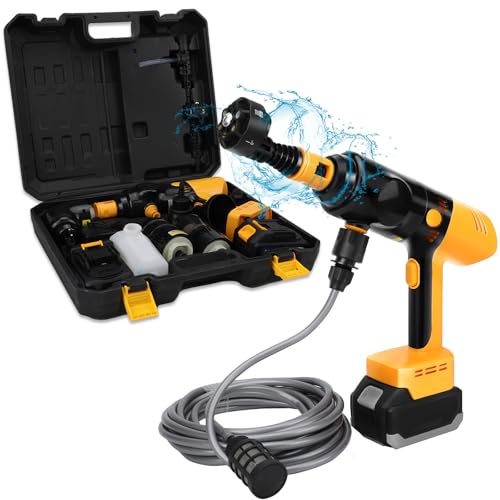 4-In-1 Akku Hochdruckreiniger & Kompressor & Staubsauger & Gebläse mit 2X 3000mAh Akkus, 200W Bürstenlosem Motor, 23000RPM, für die Tägliche Reinigung von Autos und Wohnungen von Kistrba