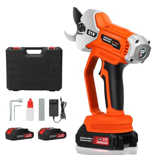 Akku Astschere mit 2 x 2.0Ah Akkus, 21V Professionelle Bürstenlose Elektrische Gartenschere Astsäge mit 35mm Schnittdurchmesser und LCD Display, für Effizientes Beschneiden von Kistrba