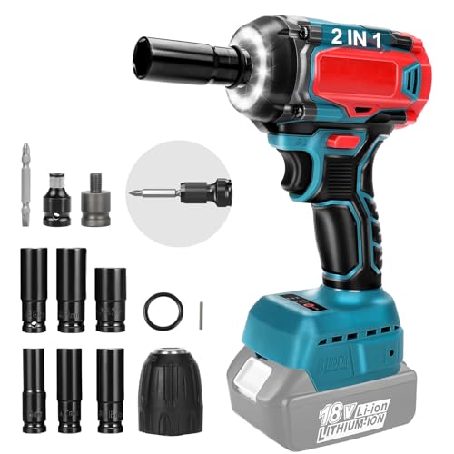 450Nm Akku Schlagschrauber Kompatibel mit Makita BL1820B BL1830B BL1840B BL1850B BL1860B 18V Lithium-Akku, 1/2 Zoll Bürstenloser Drehschlagschrauber mit 6 Stecknüsse (Ohne Akku) von Kistrba