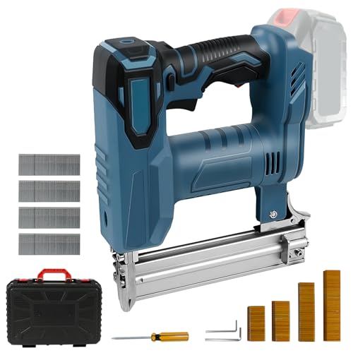 Akku Tacker Nagelpistole Kompatibel mit Makita 18V Lithium-Akku, 80 Nägel/Min, 100W 2-in-1 Elektrotacker Elektronagler mit 500 Gerade Nägel und 500 U-förmige Nägel (Ohne Akku) von Kistrba