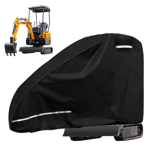 Minibagger Abdeckplane Wasserdicht Atmungsaktive Bagger Abdeckung 420D Vollgarage Minibagger Plane Kleinbagger Abdeckplane für 800-1600kg Minibagger Schutzhülle Regen Schnee UV-Schutz, Schwarz von Kistrba