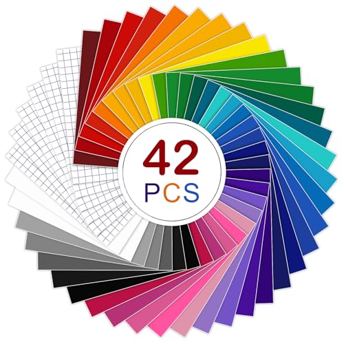 Kisvic Vinylfolie Plotter 30.5 x 20.5 cm, 42 Stück Selbstklebend Plotterfolie Vinyl, Plotter Folie mit Klarem Ausrichtungsgitter für Cricut, DIY-Geschenke, Tasse, Fenster, Keramik Kisvic Vinylfolie Plotter 30.5 x 20.5 cm, 42 Stück Selbstklebend Plotterfolie Vinyl, Plotter Folie mit Klarem Ausrichtungsgitter für Cricut, DIY-Geschenke, Tasse, Fenster, Keramik von Kisvic