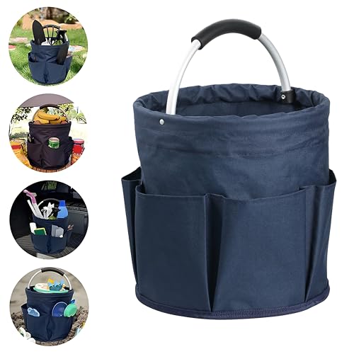 Kiswleon Putzmittel Organizer Tragbar,17L Faltbarer Putzmittel Aufbewahrung mit Griff und 6 Tasche,Putztasche Tragbar für Gartengeräte Garten Camping Innenbereich Badezimmer Organizer von Kiswleon