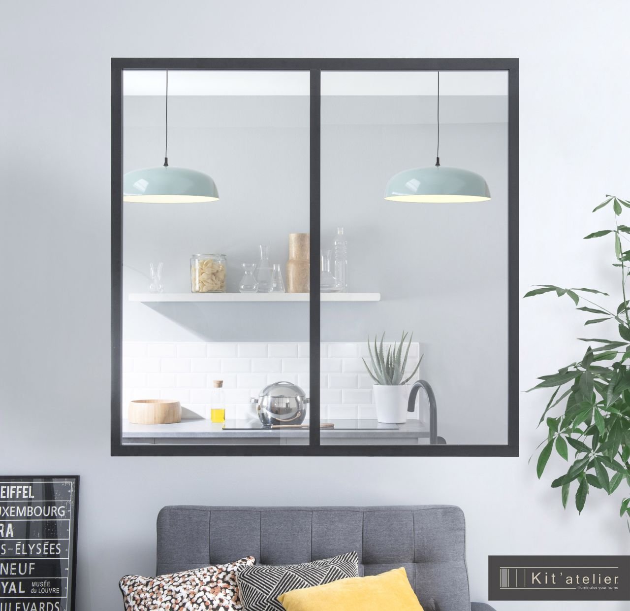 Trennwand Verriere Modulo 2er-Element 123,2 x 120 cm ohne Glas von Kit atelier