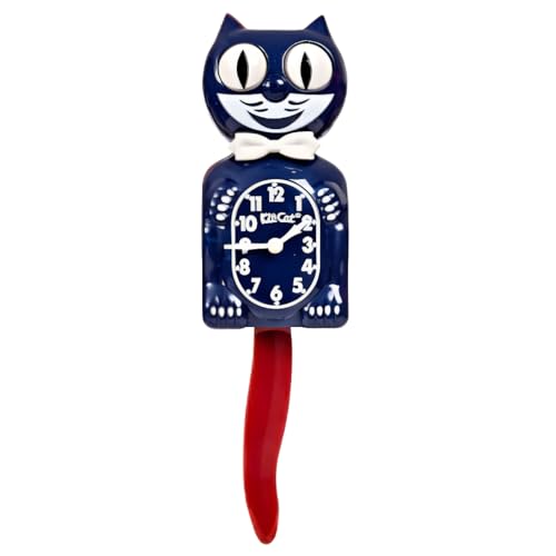 Kit-Cat Clock® Wanduhr, Limited Edition, rot, weiß und galaxieblau, ikonische Retro-Katzenuhr mit beweglichen Augen und Schwanz, batteriebetrieben, perfekt für Heimdekoration von Kit Cat Klock