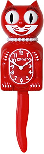 Kit Cat Klock Limited Edition Lady (Scarlet Red), Rot/Ausflug, einfarbig (Getaway Solids), Modern von Kit Cat Klock