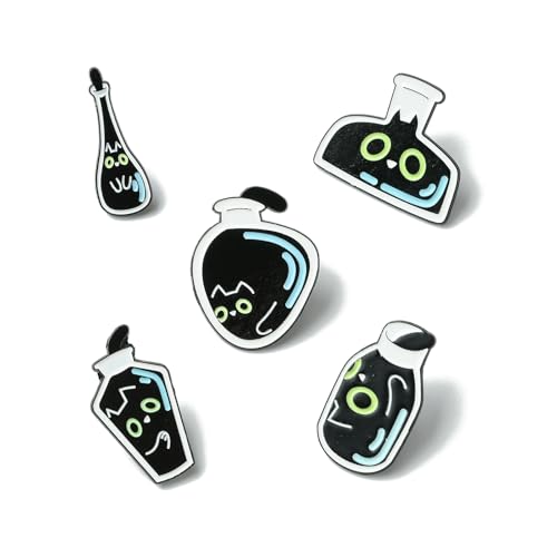 KitBeads 10 Stück 5 Stile Schwarze Katze in Flasche Pins Lustige Cartoon Kätzchen Katze Emaille Tier Brosche für Rucksack Kleidung Hüte Handwerk Zubehör, Acryl KitBeads 10 Stück 5 Stile Schwarze Katze in Flasche Pins Lustige Cartoon Kätzchen Katze Emaille Tier Brosche für Rucksack Kleidung Hüte Handwerk Zubehör, Acryl von KitBeads