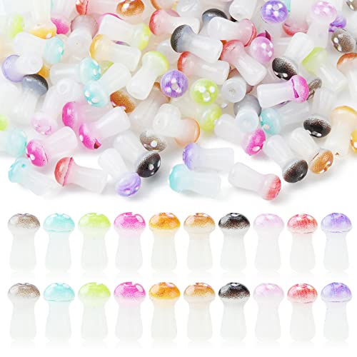 KitBeads 100 Stück 100 Stück zufällige Glas-Pilz-Perlen, bunt, winzige Lebensmittelperlen, horizontale gebohrte, blickdichte 3D-Pilz-Perlen für Schmuckherstellung von KitBeads