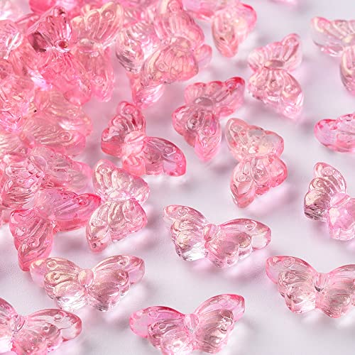 KitBeads 100 Stück Sprühglasperlen Schmetterling Rosa Transparent Schmetterling Perlen Kristall Schmetterling Form Perlen mit Glitzer Pulver für die Schmuckherstellung KitBeads 100 Stück Sprühglasperlen Schmetterling Rosa Transparent Schmetterling Perlen Kristall Schmetterling Form Perlen mit Glitzer Pulver für die Schmuckherstellung von KitBeads