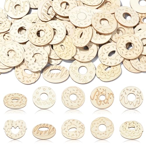 KitBeads 100 Stück zufällige Donut-Holzausschnitte, unlackiert, Snack, Dessert, Laser-Ausschnitte, blanko, süße Lebensmittel, Holzmalerei, Handwerk für DIY Kunst Handwerk Projekt KitBeads 100 Stück zufällige Donut-Holzausschnitte, unlackiert, Snack, Dessert, Laser-Ausschnitte, blanko, süße Lebensmittel, Holzmalerei, Handwerk für DIY Kunst Handwerk Projekt von KitBeads