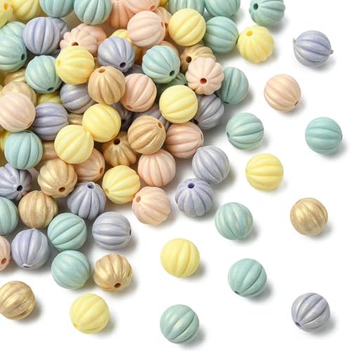 KitBeads 100 Stück zufällige runde Perlen, sprühlackiert, bunte Kürbisförmige runde Perlen für Schmuckherstellung, Armbänder, Halsketten, Handwerk, Großpackung KitBeads 100 Stück zufällige runde Perlen, sprühlackiert, bunte Kürbisförmige runde Perlen für Schmuckherstellung, Armbänder, Halsketten, Handwerk, Großpackung von KitBeads