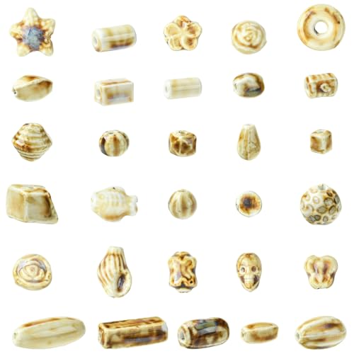 KitBeads 30 Stück zufällige runde Porzellanperlen in Sternform, Blumenperlen, antiker Kaffeeton, sortierte Keramikperlen für Schmuckherstellung, Armbänder, Basteln KitBeads 30 Stück zufällige runde Porzellanperlen in Sternform, Blumenperlen, antiker Kaffeeton, sortierte Keramikperlen für Schmuckherstellung, Armbänder, Basteln von KitBeads