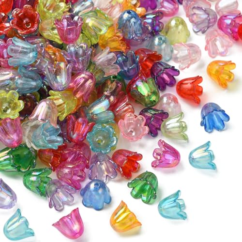 KitBeads 300 Stück zufällige Trompetenblumen-Perlen, Acryl, Maiglöckchen-Perlen, bunt, Glockenblumen-Perlenkappen für Schmuckherstellung, Armbänder, Halsketten KitBeads 300 Stück zufällige Trompetenblumen-Perlen, Acryl, Maiglöckchen-Perlen, bunt, Glockenblumen-Perlenkappen für Schmuckherstellung, Armbänder, Halsketten von KitBeads