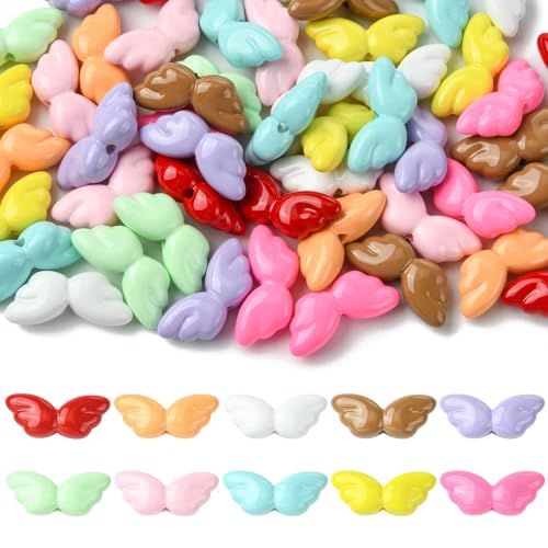 KitBeads 50 Stück zufällige Acryl-Engelsflügel-Perlen mit vertikalem Loch, bunt, kleine niedliche Flügelperlen für Schmuckherstellung, Ohrringe, Halsketten, Bastelarbeiten KitBeads 50 Stück zufällige Acryl-Engelsflügel-Perlen mit vertikalem Loch, bunt, kleine niedliche Flügelperlen für Schmuckherstellung, Ohrringe, Halsketten, Bastelarbeiten von KitBeads