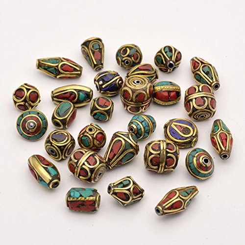 KitBeads 50 Stück zufällige tibetische Nepal-Perlen, Vintage, runde Säulenperlen, handgefertigte Buddha-Perlen für Schmuckherstellung, Armbänder, Halsketten, Großpackung KitBeads 50 Stück zufällige tibetische Nepal-Perlen, Vintage, runde Säulenperlen, handgefertigte Buddha-Perlen für Schmuckherstellung, Armbänder, Halsketten, Großpackung von KitBeads