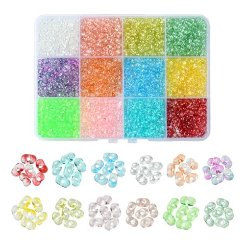 KitBeads Acryl-Erdnussperlen, zufällige Farbauswahl, 3 mm ~ 6 mm, transparent, kleine Glas-Rocailles-Set für Schmuckherstellung, Armbänder, Halsketten, Handwerk, Großpackung von KitBeads