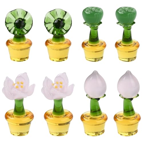 KitBeads Blumentopf-Figuren aus Glas, Miniatur-Lotusblatt-Pflanzenfiguren zum Basteln, Puppenhaus, Garten, Mikro-Landschaftsdekoration, 8 Stück KitBeads Blumentopf-Figuren aus Glas, Miniatur-Lotusblatt-Pflanzenfiguren zum Basteln, Puppenhaus, Garten, Mikro-Landschaftsdekoration, 8 Stück von KitBeads
