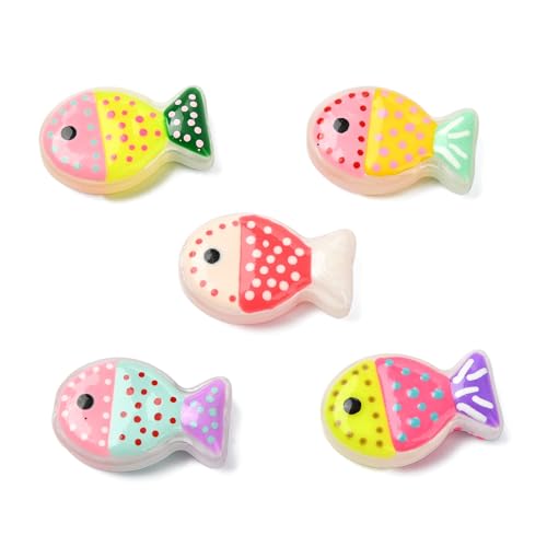 KitBeads Fischglasperlen, handgefertigt, Ozean, Meer, Aniaml, gepunktet, Fischperlen für Schmuckherstellung, Armbänder, Halsketten, Basteln, 10 Stück von KitBeads