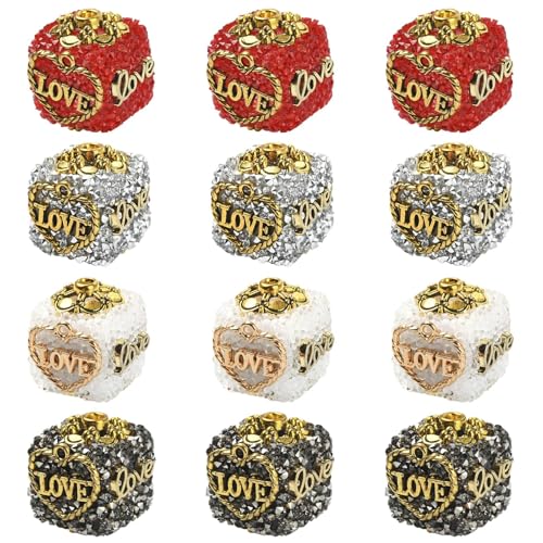 KitBeads Quadratische Acryl-Perlen in 4 Farben, 21 mm, grobe Würfel, Glitzer, Strass, Perlen für Bastelarbeiten, Armbänder, Schmuckherstellung, Valentinstagsdekoration, 12 Stück KitBeads Quadratische Acryl-Perlen in 4 Farben, 21 mm, grobe Würfel, Glitzer, Strass, Perlen für Bastelarbeiten, Armbänder, Schmuckherstellung, Valentinstagsdekoration, 12 Stück von KitBeads