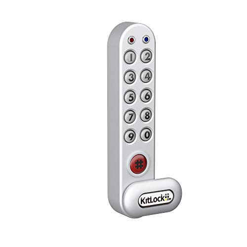 KitLock Elektronikschloss KL1000 | für Spinde Schließfächer und Möbel | schlüssellos mit Zahlenschloss | vertikal | silber von KitLock