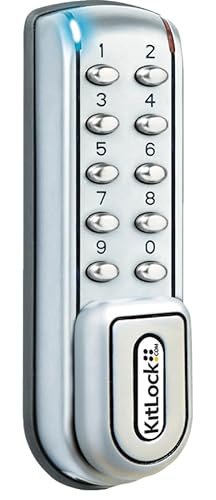 KitLock Elektronikschloss KL1200 I für Spinde, Schließfächer und Möbel I schlüssellos mit Zahlenschloss I vertikal I silber von KitLock