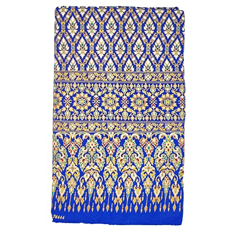 Kitama Thai Sarong Bett-Tuch Überwurf Blau 200cm x 110cm umgenäht von Kitama