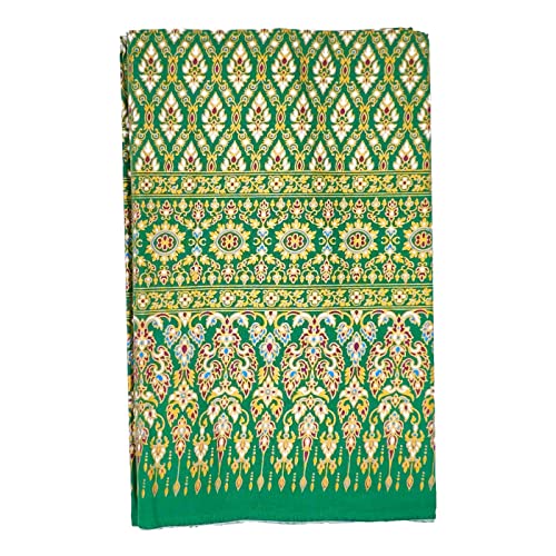 Kitama Thai Sarong Bett-Tuch Überwurf Grün 200cm x 110cm umgenäht von Kitama