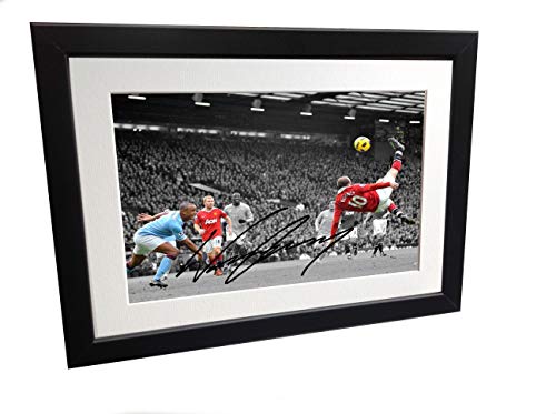 12 x 8 A4 signiert Wayne Rooney Overhead Kick Manchester United Autogrammkarte Foto Bilderrahmen Geschenk von Kitbags & Lockers