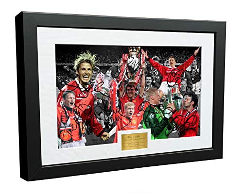 1999 'The Treble' Manchester United Beckham Giggs Sheringham Scholes Keane Solskjaer Schmeichel 30,5 x 20,3 cm A4 Autogramm-Fotorahmen von Kitbags & Lockers