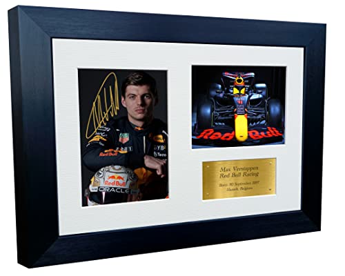 Bilderrahmen, A4, Max Verstappen, Red Bull, Autogramm, signiert, Formel 1, Poster, Geschenk, Gold von Kitbags & Lockers