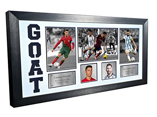 Bilderrahmen, signiert, Motiv: Ziege, Cristiano Ronaldo, Lionel Messi, Real Madrid, Barcalona, Fotorahmen, Fußball, Poster, Geschenk von Kitbags & Lockers